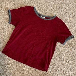 Burgundy Crop Top / Grey Trim